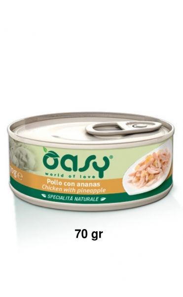Oasy Specialità Naturale Umido Gatto Lattina Pollo con Ananas 70g