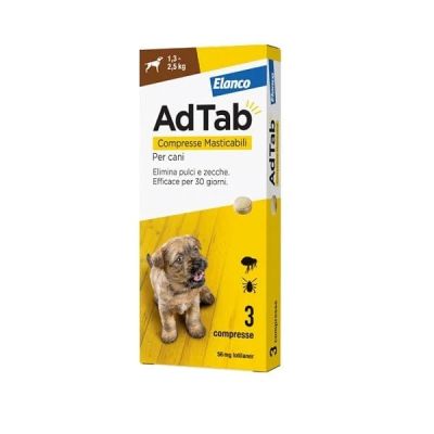 ADTAB Per Cani 1,3-2,5 kg 3 Compresse Masticabili 56 mg Marrone
