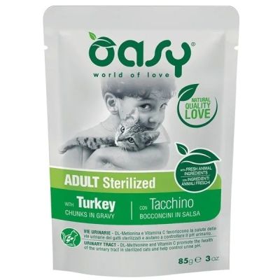 Oasy BOCCONCINI IN SALSA • Adult Sterilized con Tacchino 85 gr