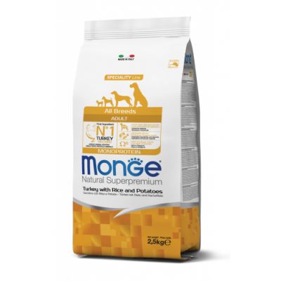 Monge  All Breeds Adult Monoprotein Tacchino con Riso e Patate 2,5 kg