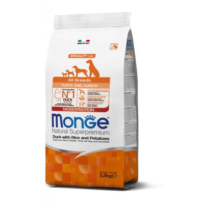 Monge  All Breeds Puppy & Junior Anatra con Riso e Patate 12 kg