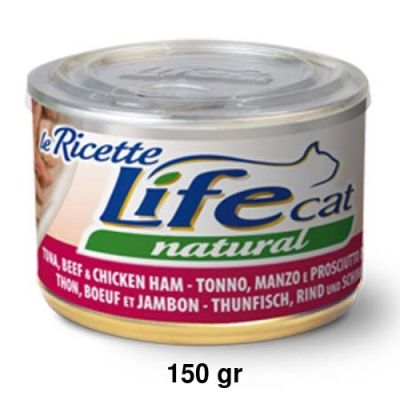 LifeCat Natural Tonno con manzo e prosciutto 150gr