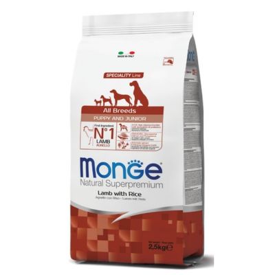 Monge Natural Superpremium All Breeds Cane Puppy&Junior Agnello con Riso 2,5kg