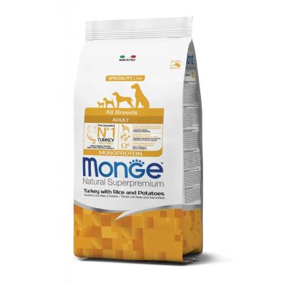 Monge  All Breeds Adult Monoprotein Tacchino con Riso e Patate 12 kg