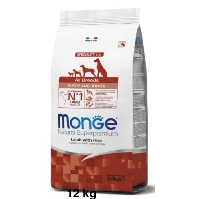 Monge Natural Superpremium All Breeds Cane Puppy&Junior Agnello con Riso 12kg