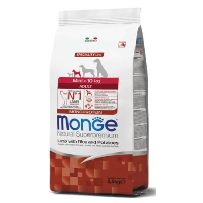 Monge Natural Superpremium Monoprotein Cane Adulto Mini Agnello con Riso&Patate 2,5kg