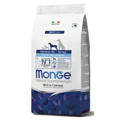 Monge Natural Superpremium Cane Medium Puppy&Junior Pollo 3kg