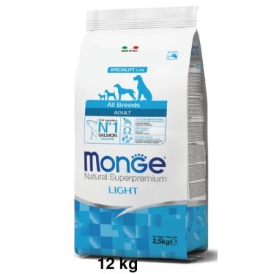 Monge Natural Superpremium All Breeds Cane Adulto Light Salmone con Riso 12 kg
