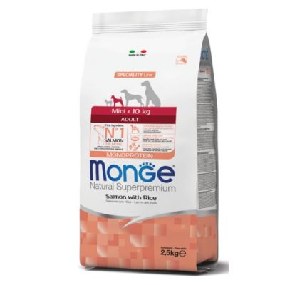 Monge Natural Superpremium Monoprotein Cane Adulto Mini Salmone con Riso 2,5kg