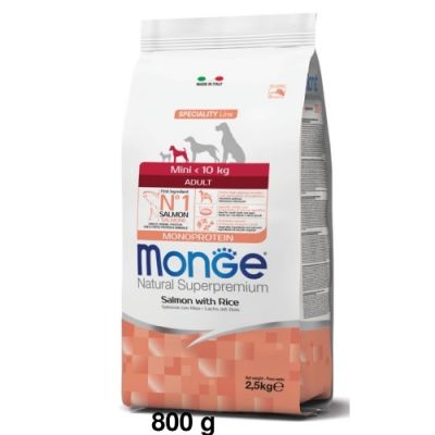 Monge Natural Superpremium Monoprotein Cane Adulto Mini Salmone con Riso 800g