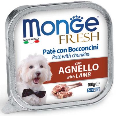 Monge Fresh Vaschetta Cane Paté Con Bocconcini Agnello 100g