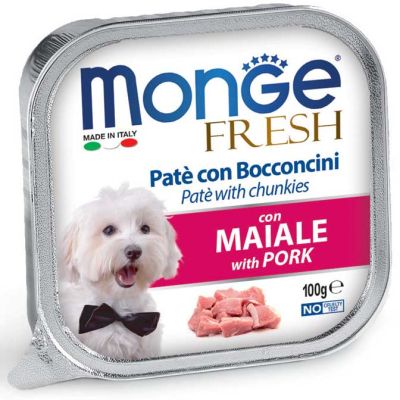 Monge Fresh Vaschetta Cane Paté Con Bocconcini Maiale 100g