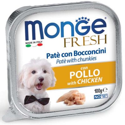 Monge Fresh Vaschetta Cane Paté Con Bocconcini Pollo 100g