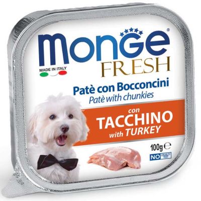 Monge Fresh Vaschetta Cane Paté Con Bocconcini Tacchino 100g