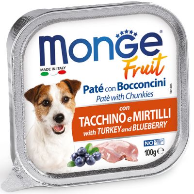 Monge Fruit Paté e Bocconcini con Tacchino e Mirtilli 100 gr