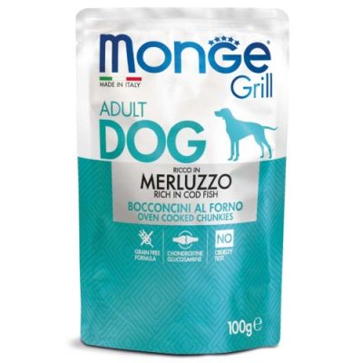 Monge Grill Busta Cane Adulto Merluzzo 100g