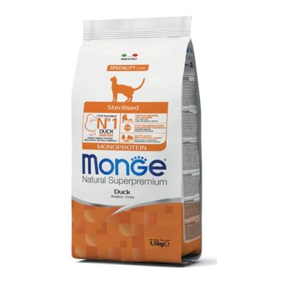 Monge Natural Superpremium Monoprotein Gatto Sterilizzato Anatra 1,5kg