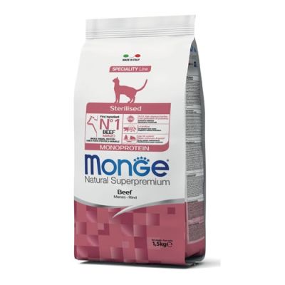 Monge Natural Superpremium Monoprotein Gatto Sterilizzato Manzo 1,5kg