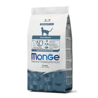 Monge Natural Superpremium Monoprotein Gatto Sterilizzato Trota 1,5kg