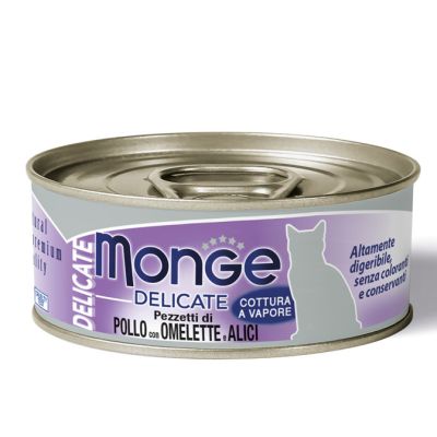 Monge Delicate Gatto Adulto Pollo con Omelette e Alici 80g