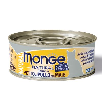 Monge Natural Gatto Adulto Tonno e Petto di Pollo con Mais 80g