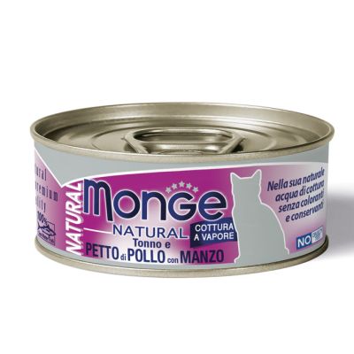 Monge Natural Gatto Adulto Tonno e Petto di Pollo con Manzo 80g