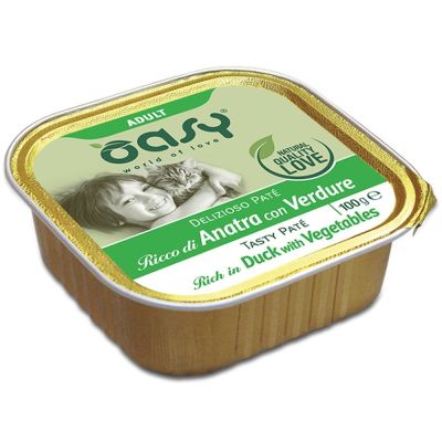 Oasy Delizioso Paté Umido Gatto Adulto Anatra con Verdure 100g