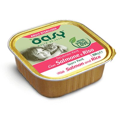 Oasy Delizioso Paté Umido Gatto Sterilizzato Salmone e Riso 100g