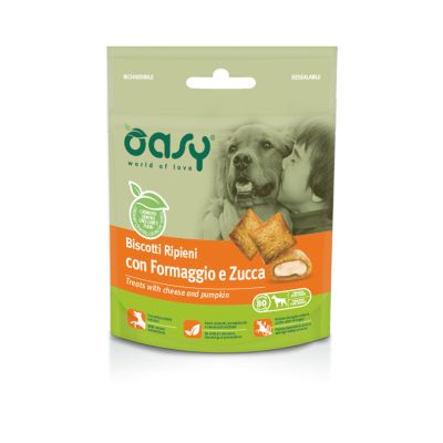 Oasy Cane Adulto Biscotti Ripieni Formaggio e Zucca 80g