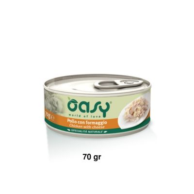 Oasy Specialità Naturale Umido Gatto Lattina Pollo con Formaggio 70g