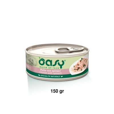 Oasy Specialità Naturale Umido Gatto Lattina Pollo con Spinaci 150g