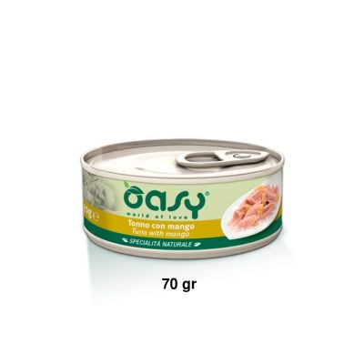 Oasy Specialità Naturale Umido Gatto Lattina Tonno con Mango 70g