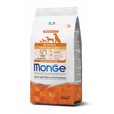 Monge  All Breeds Puppy & Junior Anatra con Riso e Patate 2,5 kg